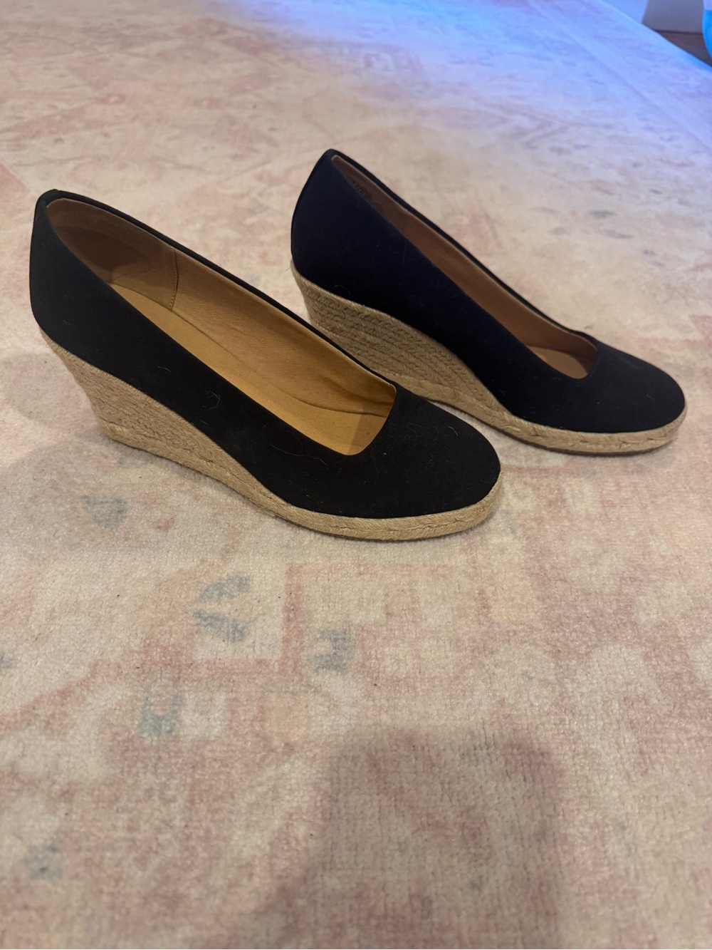 J. Crew Black Espadrille Wedge Pumps